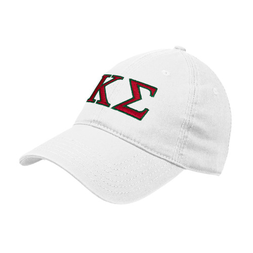 White Unstructured Adjustable Low Profile Hat-Kappa Sigma - Greek Letters - 2 Color