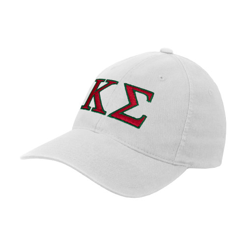 White Flexfit Structured Low Profile Hat-Kappa Sigma - Greek Letters - 2 Color