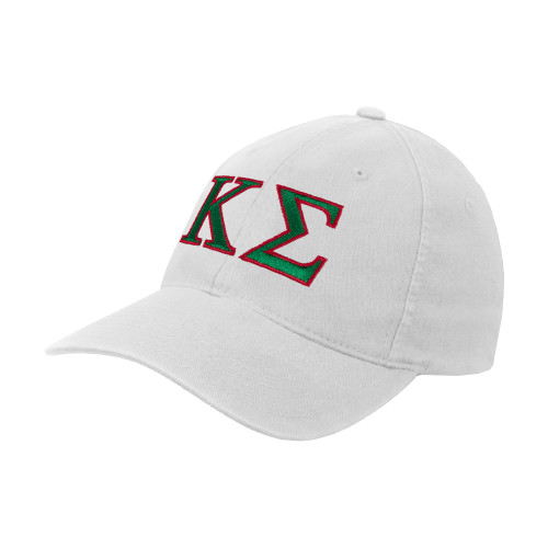 White Flexfit Structured Low Profile Hat-Kappa Sigma - Greek Letters - 2 Color