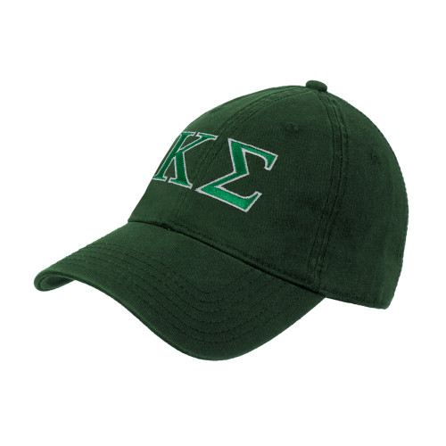 Dark Green Unstructured Adjustable Low Profile Hat-Kappa Sigma - Greek Letters - 2 Color
