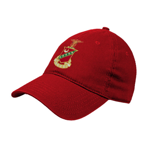 Red Unstructured Adjustable Low Profile Hat-Crest