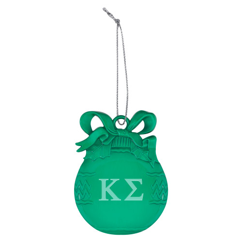 Green Bulb Ornament-Kappa Sigma - Greek Letters - Engraved