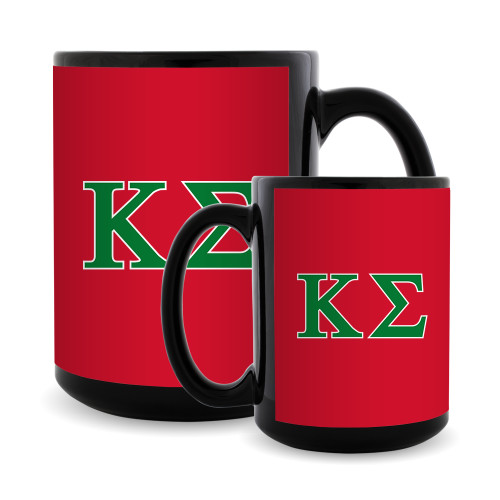 Full Color Black Mug 15oz-Kappa Sigma - Greek Letters - 2 Color