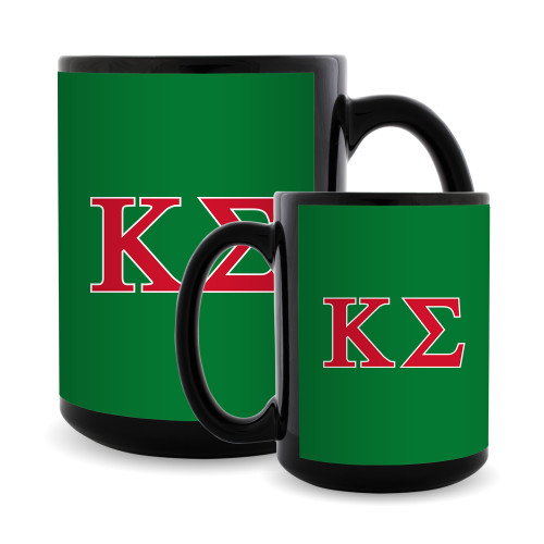 Full Color Black Mug 15oz-Kappa Sigma - Greek Letters - 2 Color
