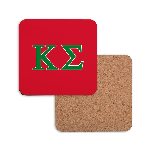 Hardboard Coaster w/Cork Backing-Kappa Sigma - Greek Letters - 2 Color