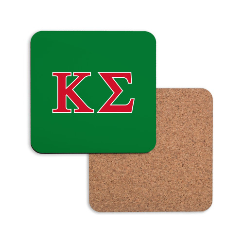 Hardboard Coaster w/Cork Backing-Kappa Sigma - Greek Letters - 2 Color