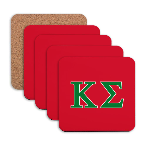 Hardboard Coaster w/Cork Backing 4/set-Kappa Sigma - Greek Letters - 2 Color