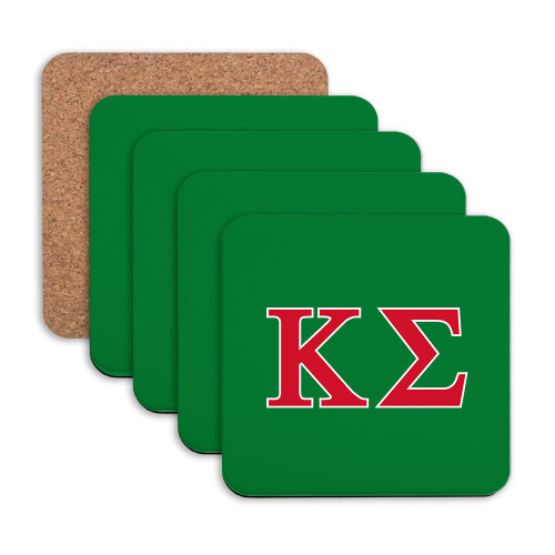 Hardboard Coaster w/Cork Backing 4/set-Kappa Sigma - Greek Letters - 2 Color