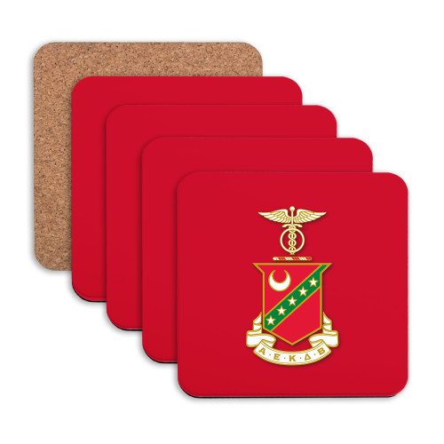 Hardboard Coaster w/Cork Backing 4/set-Crest