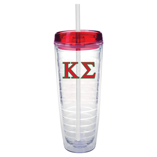 Tritan Double Wall Tumbler w/Red Top 26oz-Kappa Sigma - Greek Letters - 2 Color