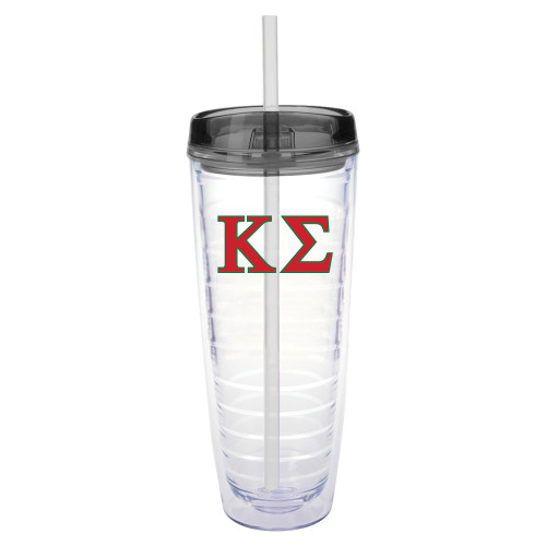 Tritan Double Wall Tumbler w/Charcoal Top 26oz-Kappa Sigma - Greek Letters - 2 Color