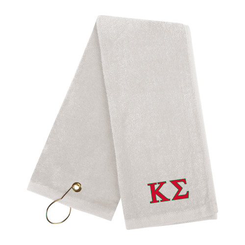 White Golf Towel-Kappa Sigma - Greek Letters - 2 Color