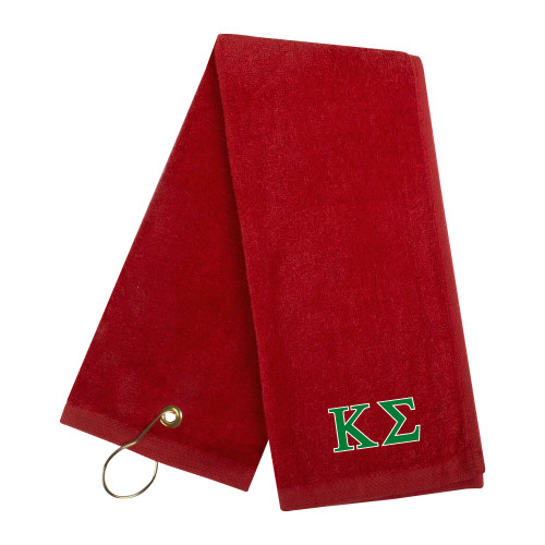 Red Golf Towel-Kappa Sigma - Greek Letters - 2 Color
