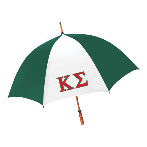 64 Inch Forest Green/White Umbrella-Kappa Sigma - Greek Letters - 2 Color