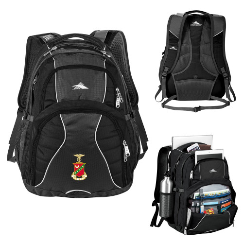High Sierra Black Swerve Computer Backpack-Crest