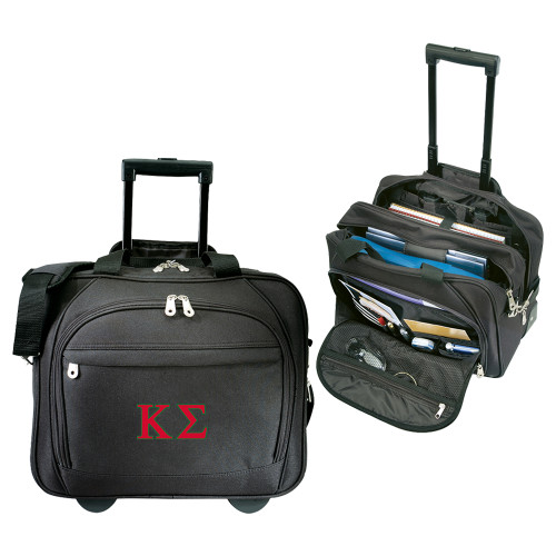 Black Embassy Plus Rolling Computer Brief-Kappa Sigma - Greek Letters - 2 Color