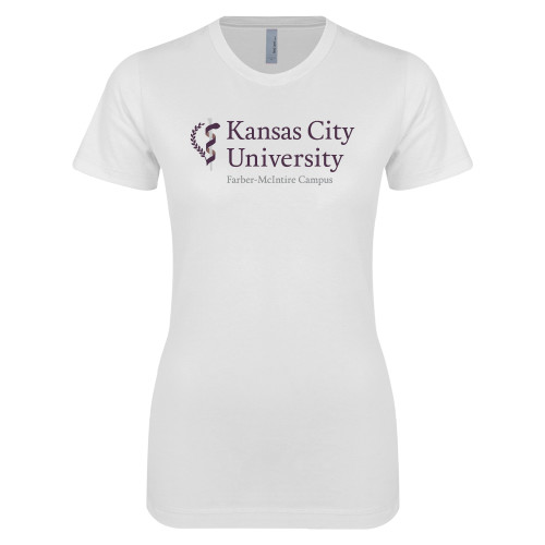  Next Level Womens White Boyfriend Tee - KCU  Farber McIntire Campus Vertical
