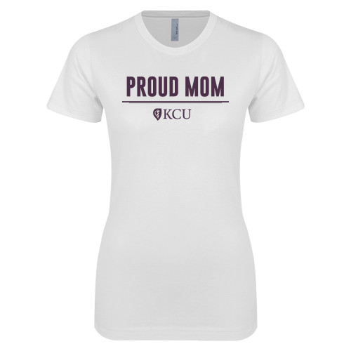  Next Level Womens White Boyfriend Tee - KCU Proud Mom