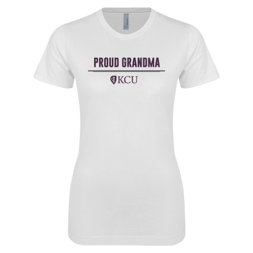  Next Level Womens White Boyfriend Tee - KCU Proud Grandma