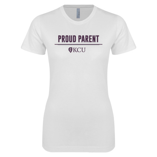  Next Level Womens White Boyfriend Tee - KCU Proud Parent