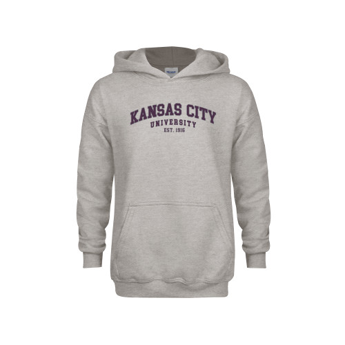 Youth Grey Fleece Hood - Arched Established