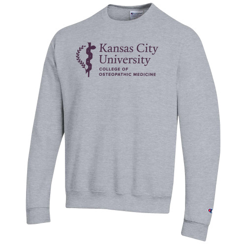  Champion Heather Grey Fleece Crew - KCU College of Osteopathic Medicine Vertical