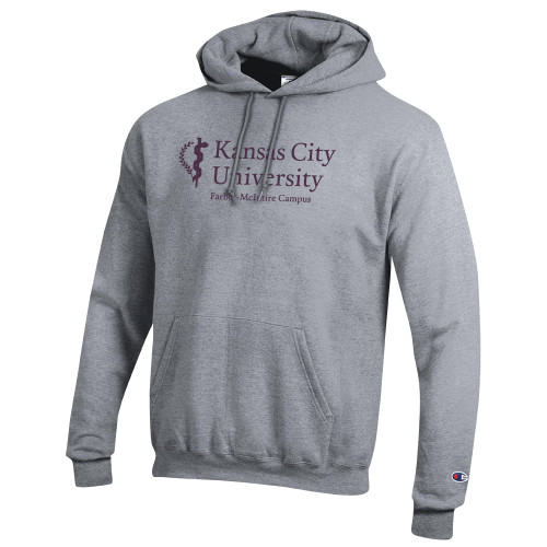  Champion Heather Grey Fleece Hoodie - KCU  Farber McIntire Campus Vertical