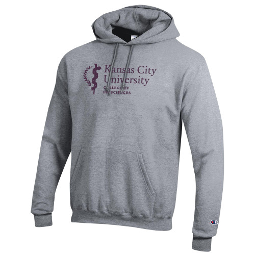  Champion Heather Grey Fleece Hoodie - KCU College of Biosciences Vertical