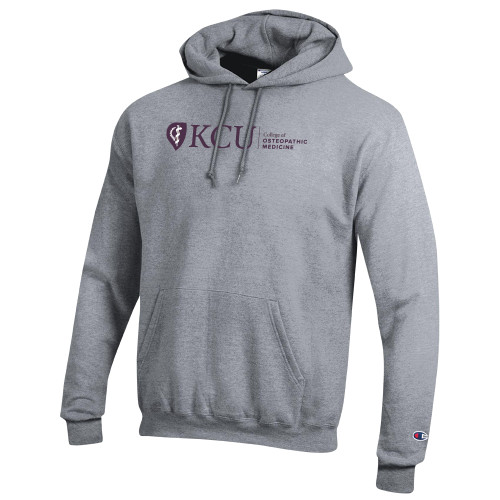  Champion Heather Grey Fleece Hoodie - KCU College of Osteopathic Medicine Horizontal