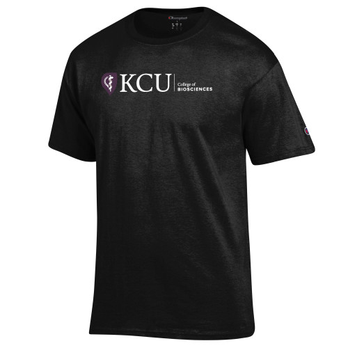  Champion Black T Shirt - KCU College of Biosciences Horizontal