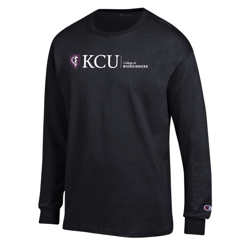  Champion Black Long Sleeve T Shirt - KCU College of Biosciences Horizontal