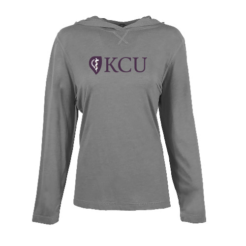  Womens Grey Heather Long Sleeve Hooded Tee - KCU