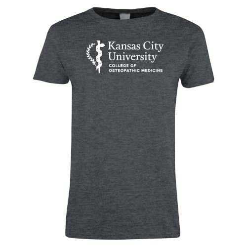  Womens Dark Heather Short Sleeve Tee - KCU College of Osteopathic Medicine Vertical