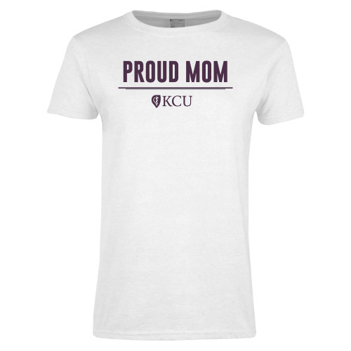  Womens White Short Sleeve Tee - KCU Proud Mom