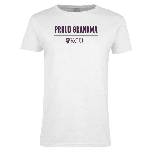  Womens White Short Sleeve Tee - KCU Proud Grandma