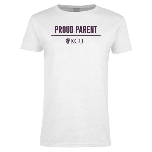  Womens White Short Sleeve Tee - KCU Proud Parent