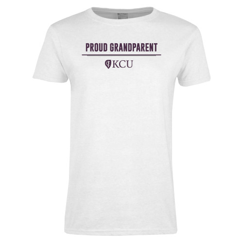  Womens White Short Sleeve Tee - KCU Proud Grandparent