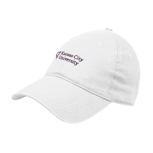  White Unstructured Adjustable Low Profile Hat - Stacked Kansas City Univ