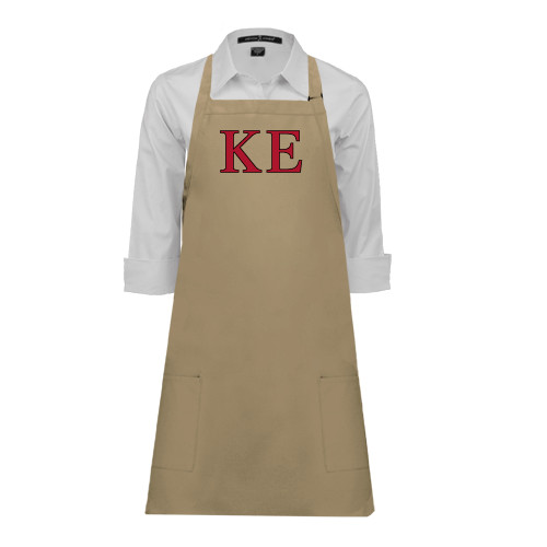  Full Length Khaki Apron - Two Color Greek Letters
