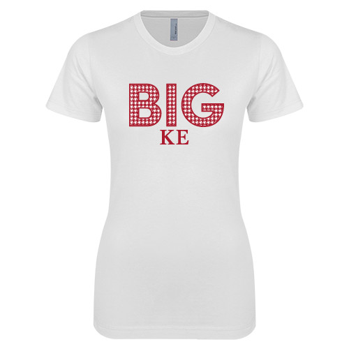 Next Level Womens White Boyfriend Tee-Block Letters w/ Pattern Big