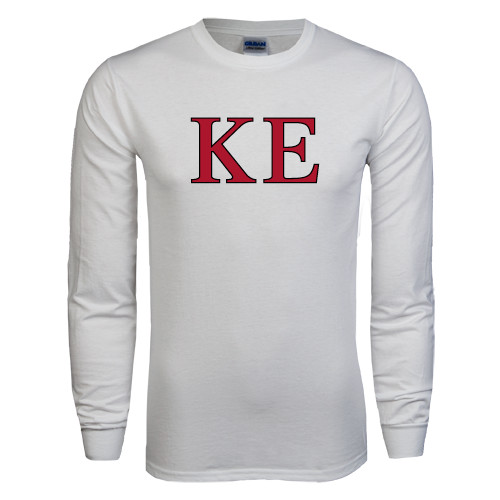 White Long Sleeve T Shirt-Two Color Greek Letters