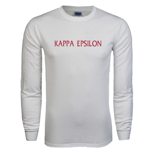White Long Sleeve T Shirt-Kappa Epsilon Flat