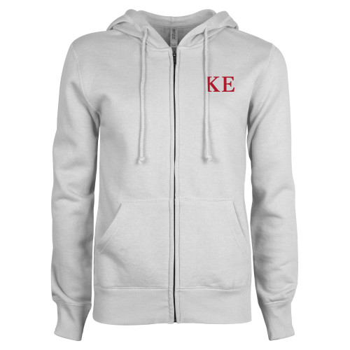 ENZA Womens White Fleece Full Zip Hoodie-One Color Greek Letters