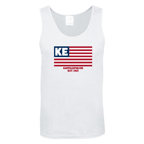 White Tank Top-American Flag