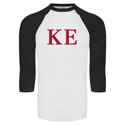  White/Black Raglan Baseball T Shirt - One Color Greek Letters