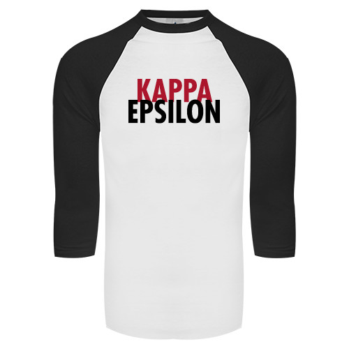  White/Black Raglan Baseball T Shirt - Kappa Epsilon Stacked