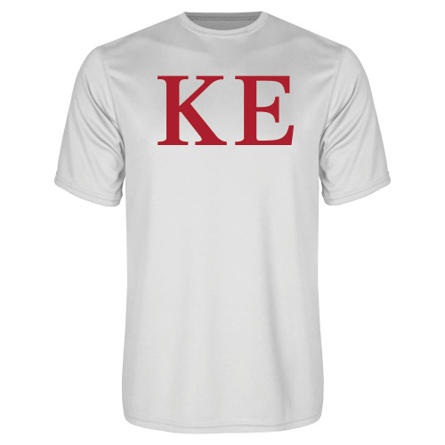 White Performance Tee-One Color Greek Letters