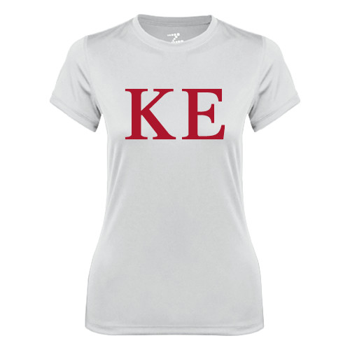 Womens White Performance Tee-One Color Greek Letters