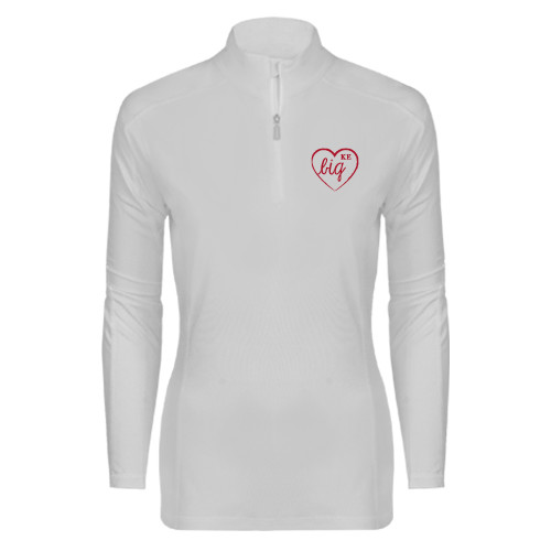 Syntrel Womens White Interlock 1/4 Zip-Big in Heart