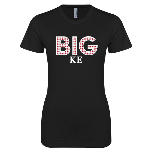 Next Level Womens Black Boyfriend Tee-Block Letters w/ Pattern Big